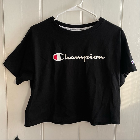 Champion Black Cropped Short Sleeve Tank Size M - Picture 1 of 4